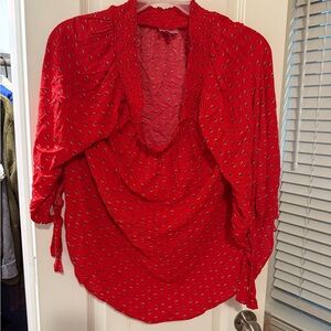Lane Bryant Red Blouse with Patterned Detail